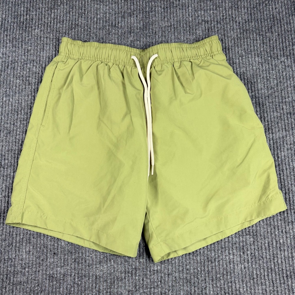 H&M Swim Trunks Mens S Shorts Green Mesh Lined Elastic Waist Drawstring